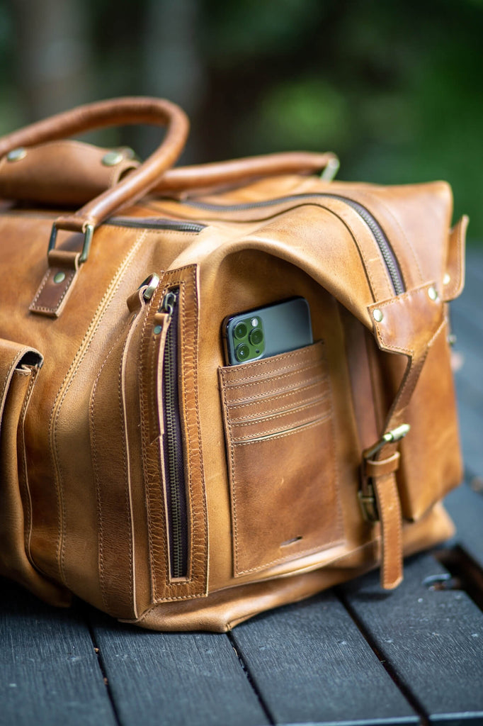 Cali Light tan Travel leather bag - Aurelius Leather