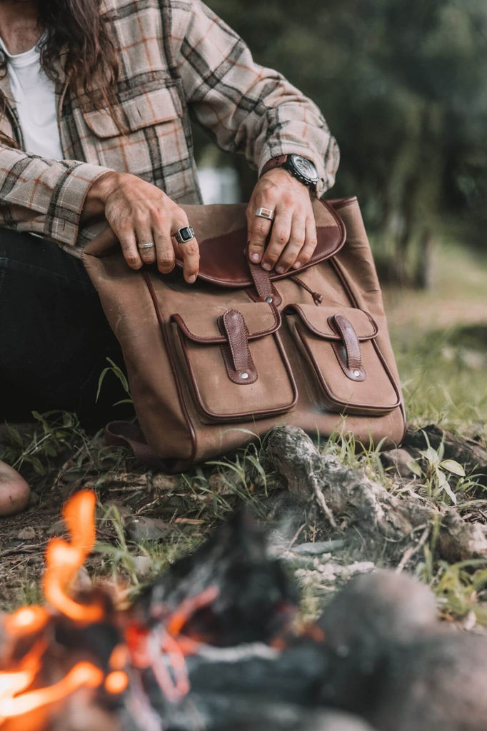 Byron Canvas and Leather Backpack - Aurelius Leather