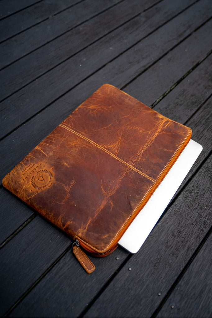 Hunter Tan Leather Laptop Sleeve - Aurelius Leather