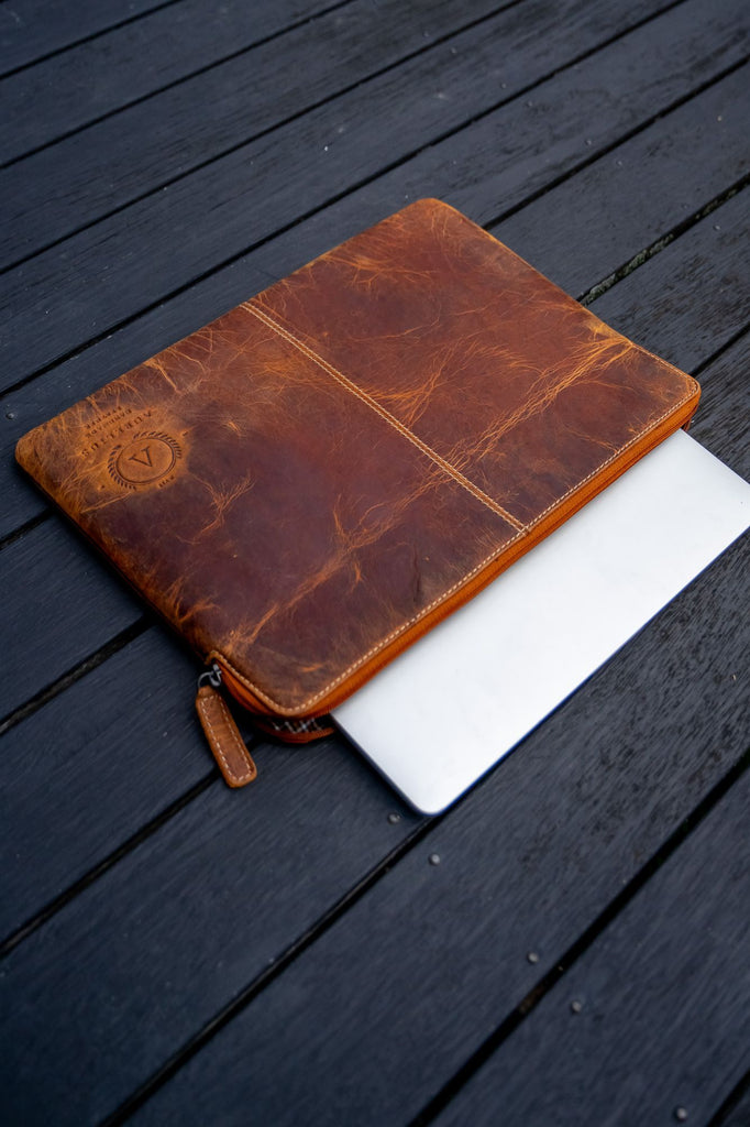 Hunter Tan Leather Laptop Sleeve - Aurelius Leather