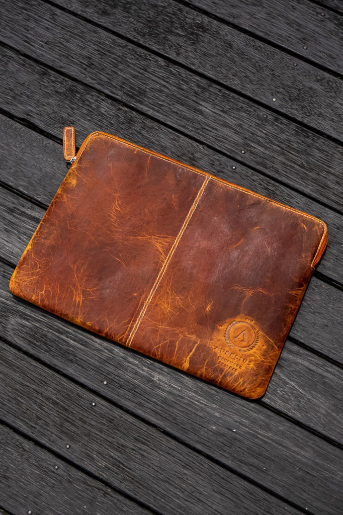 Hunter Tan Leather Laptop Sleeve - Aurelius Leather