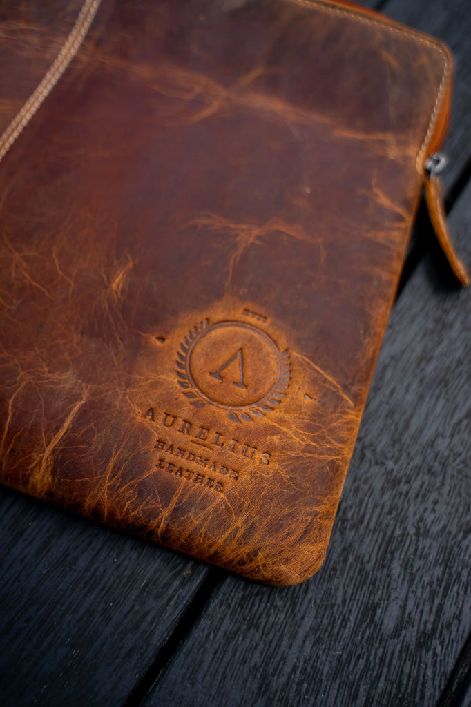 Hunter Tan Leather Laptop Sleeve - Aurelius Leather