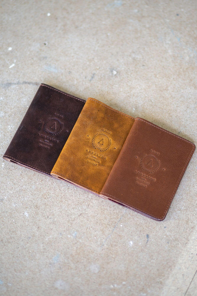 Tan Leather Passport and Card Holder - Aurelius Leather