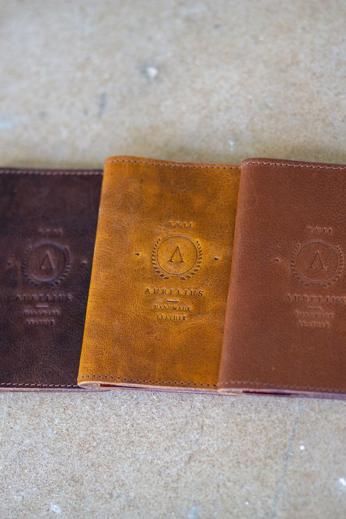 Dark Crunchy Leather Passport and Card Holder - Aurelius Leather