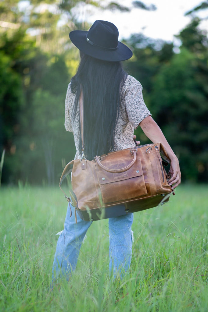 Cali Light tan Travel leather bag - Aurelius Leather