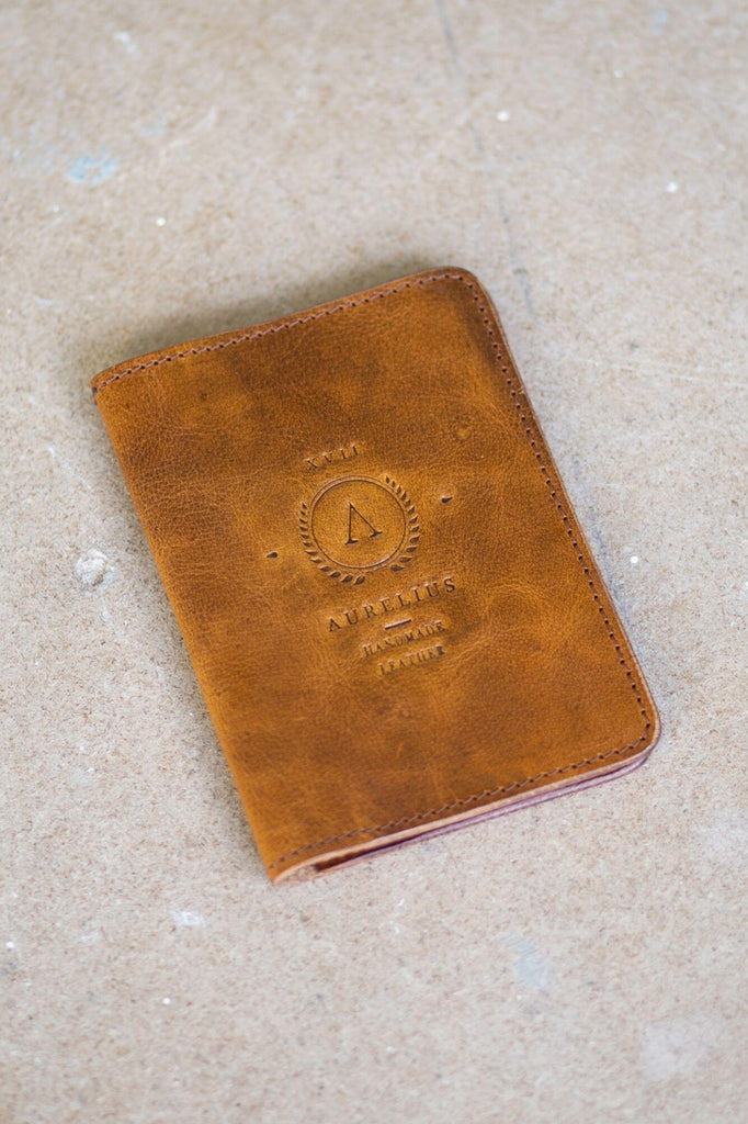 Crunchy Leather Passport and Card Holder - Aurelius Leather