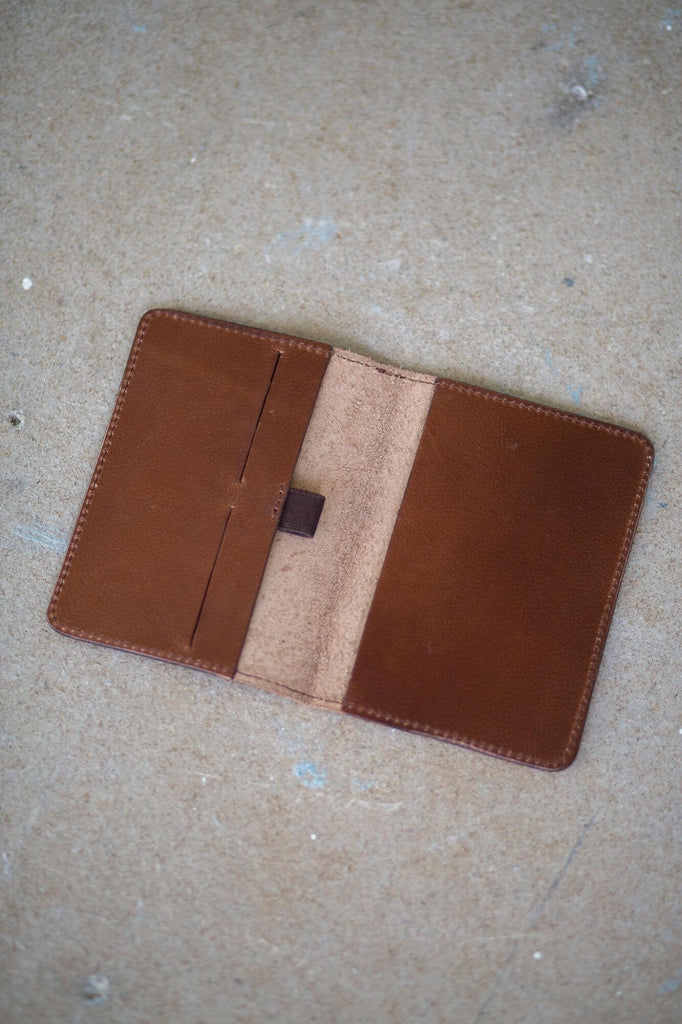 Tan Leather Passport and Card Holder - Aurelius Leather