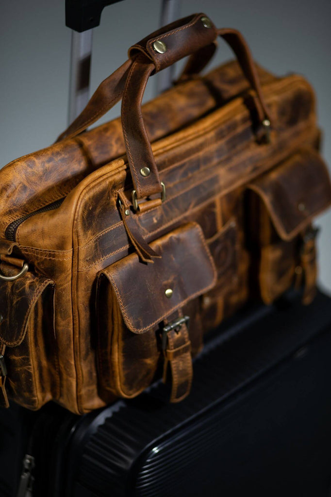 Wright Pilot Leather Laptop Bag - Aurelius Leather