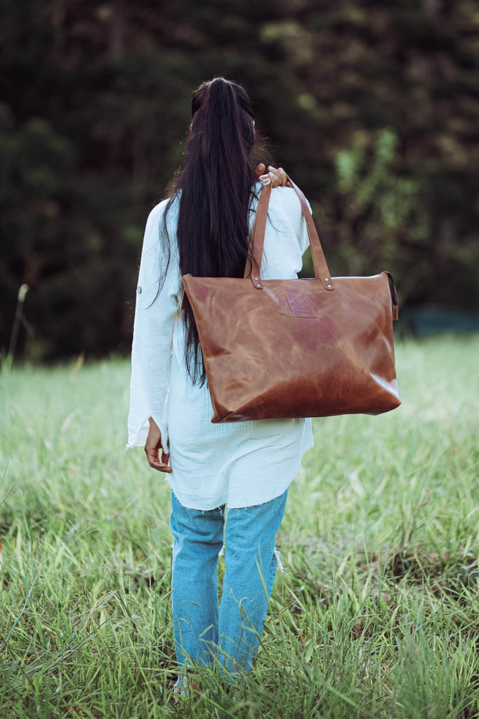 Kelki Light Tan Leather Tote Bag - Aurelius Leather