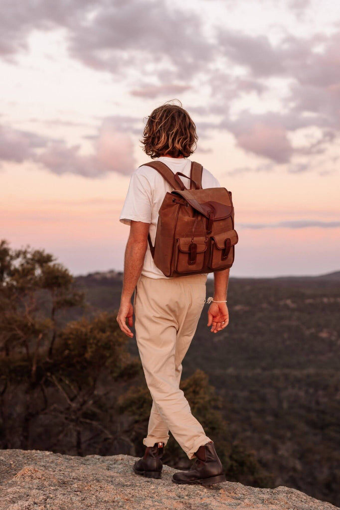 Byron Canvas and Leather Backpack - Aurelius Leather