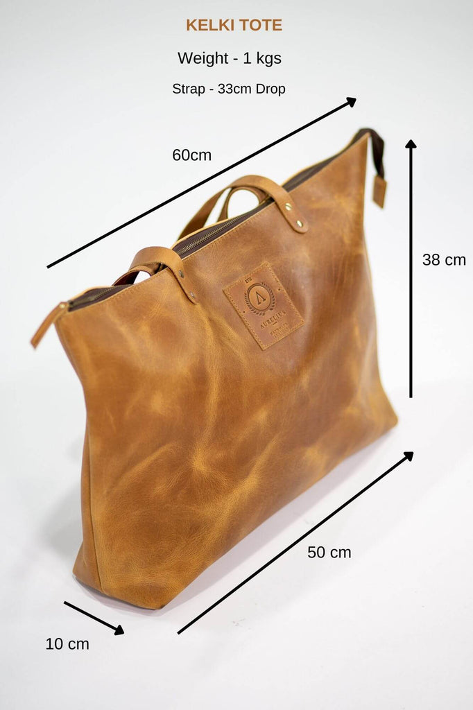 Kelki Light Tan Leather Tote Bag - Aurelius Leather