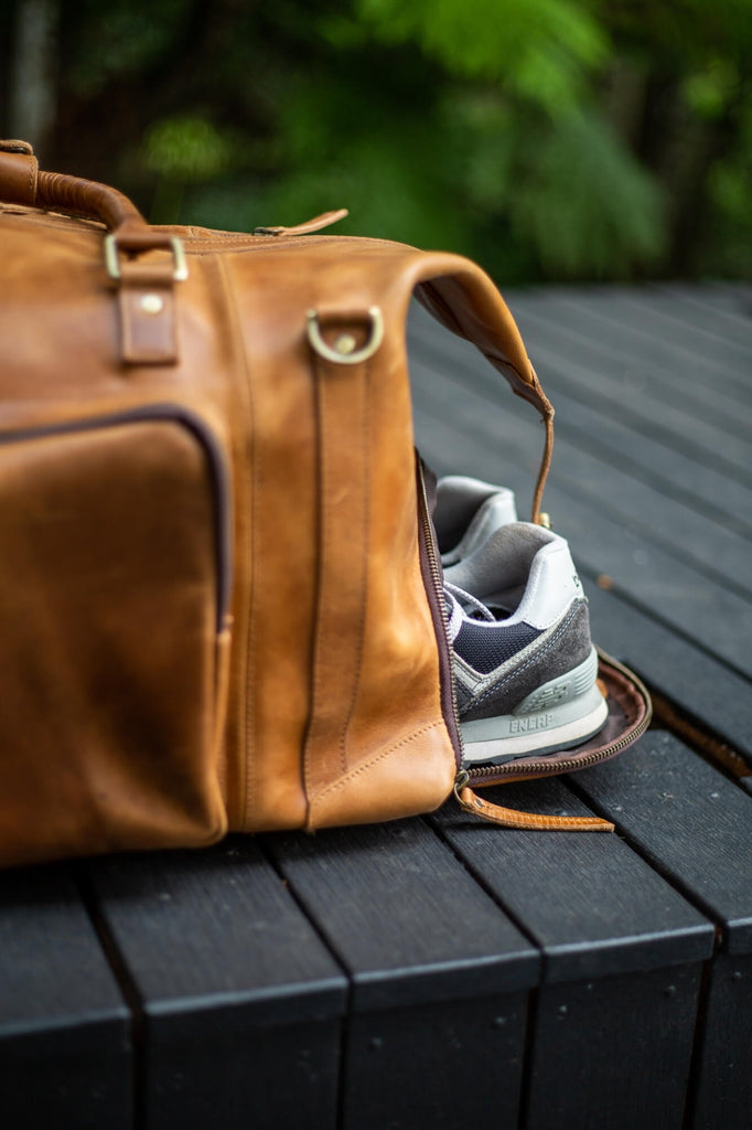 Cali Light tan Travel leather bag - Aurelius Leather